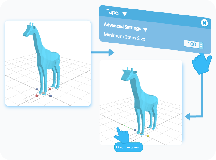 Customize the Minimum Step Size of the Taper tool